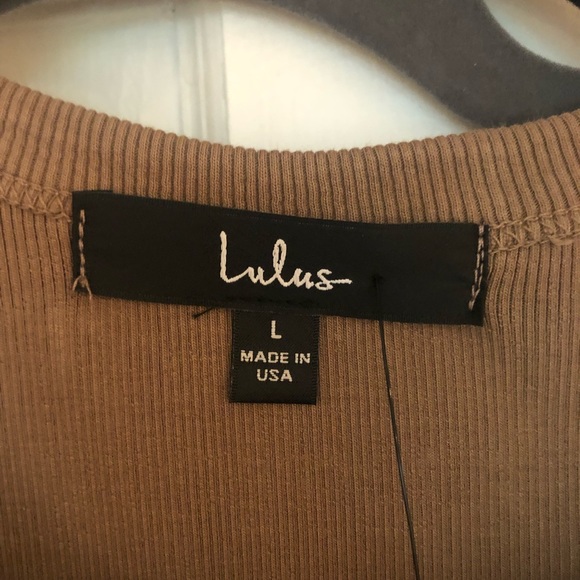 NWT Lulus Ribbed Bodycon Midi Dress Taupe - Picture 6 of 7